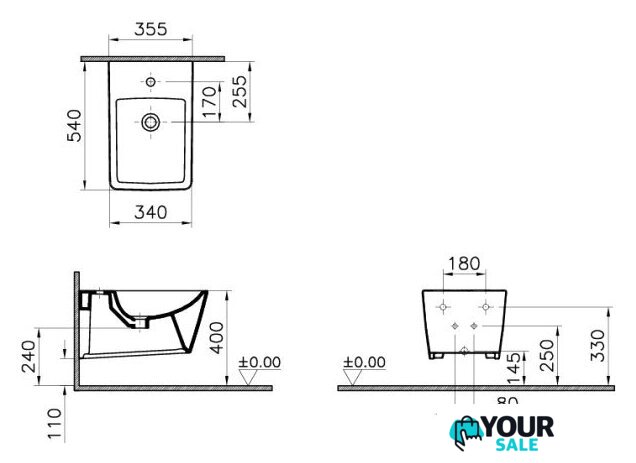 Биде Vitra T4 4466B003-0288 - Изображение №2 — Интернет-магазин Your Sale