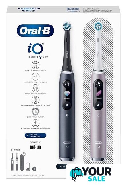 Комплект электрических зубных щеток Oral-B iO 9 DUO (черный оникс, розовый кварц) - Изображение №19 — Интернет-магазин Your Sale