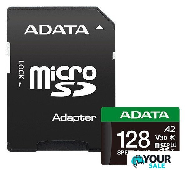 Карта памяти ADATA SPEED PLUS microSDXC 128GB UD128GUI3V30A2SP-RA1 (с адаптером) - Изображение №1 — Интернет-магазин Your Sale
