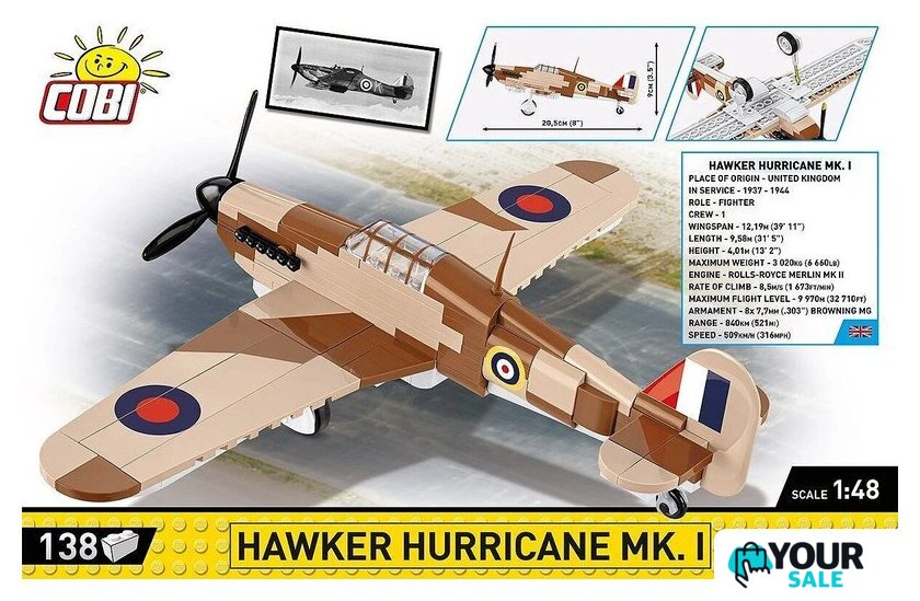 Конструктор Cobi Historical Collection WWII Hawker Hurricane Mk.I - Изображение №4 — Интернет-магазин Your Sale