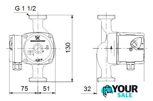 Циркуляционный насос Grundfos UPS 25-60 130 - Изображение №3 — Интернет-магазин Your Sale