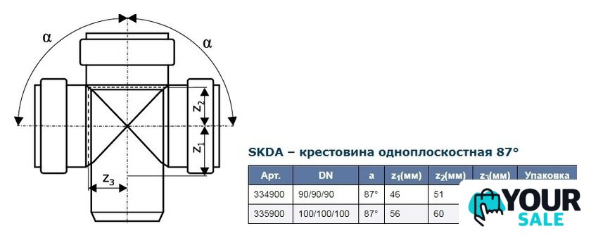 Фитинг Ostendorf Skolan dB SKDA – крестовина одноплоскостная 100x87° 335900 - Изображение №2 — Интернет-магазин Your Sale