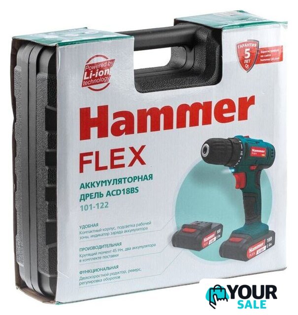 Дрель-шуруповерт Hammer Flex ACD18BS (с 2-мя АКБ, кейс) - Изображение №11 — Интернет-магазин Your Sale