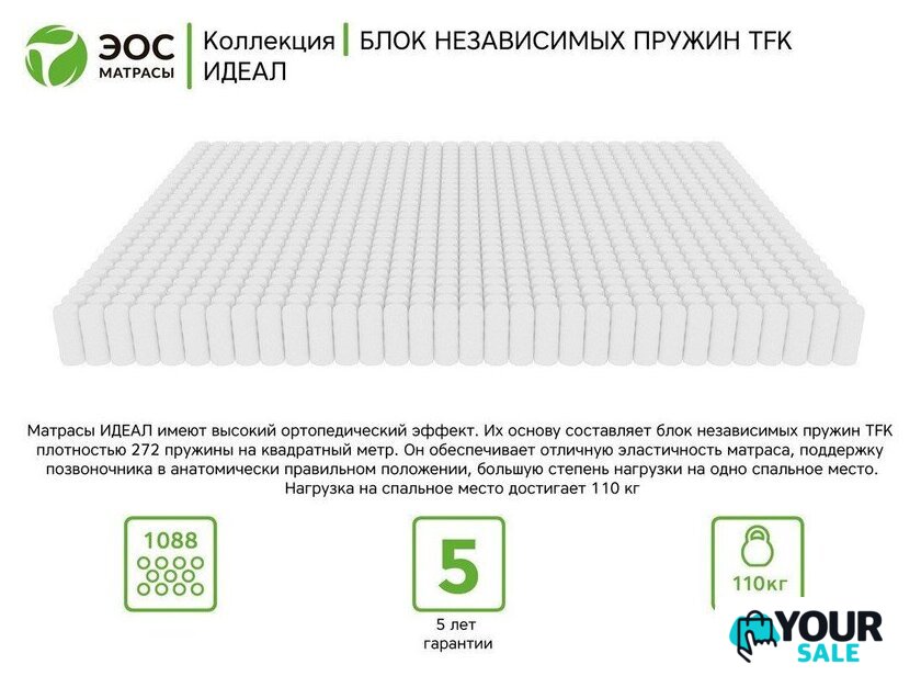 Матрас ЭОС Идеал Тип 2 140x200 (джерси трикот) - Изображение №5 — Интернет-магазин Your Sale