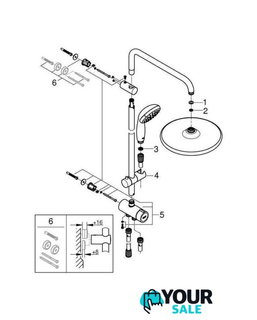 Душевая система  Grohe QuickFix Vitalio Start 250 26817000 - Изображение №8 — Интернет-магазин Your Sale