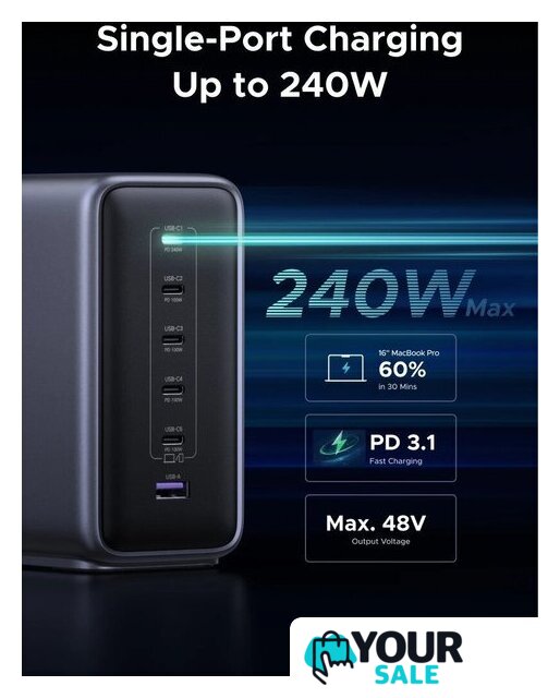 Сетевое зарядное Ugreen Nexode 500W X759 55550B - Изображение №5 — Интернет-магазин Your Sale