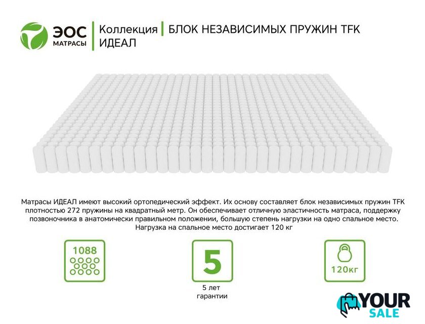 Матрас ЭОС Идеал Тип 3 130x186 (трикотаж) - Изображение №5 — Интернет-магазин Your Sale