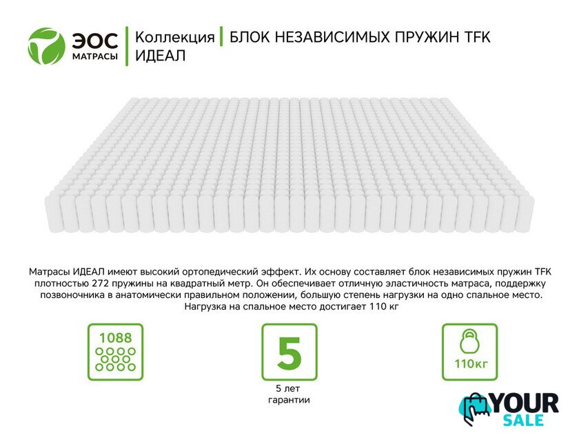 Матрас ЭОС Идеал Тип 2 140x190 (джерси трикот) - Изображение №5 — Интернет-магазин Your Sale