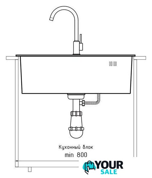 Кухонная мойка GranFest Metal нержавеющая сталь AISI 304 PVD GF-6045 Графит (с сифоном) - Изображение №2 — Интернет-магазин Your Sale