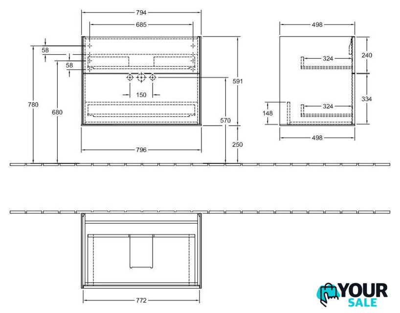  Villeroy & Boch Тумба под умывальник Finion F01000GF - Изображение №2 — Интернет-магазин Your Sale