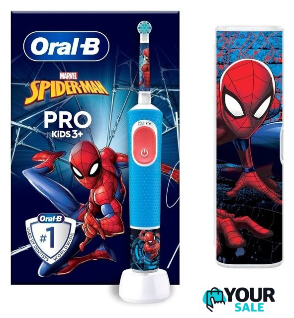 Электрическая зубная щетка Oral-B Vitality Pro Kids D103.413.2KX Spiderman с футляром - Изображение №1 — Интернет-магазин Your Sale
