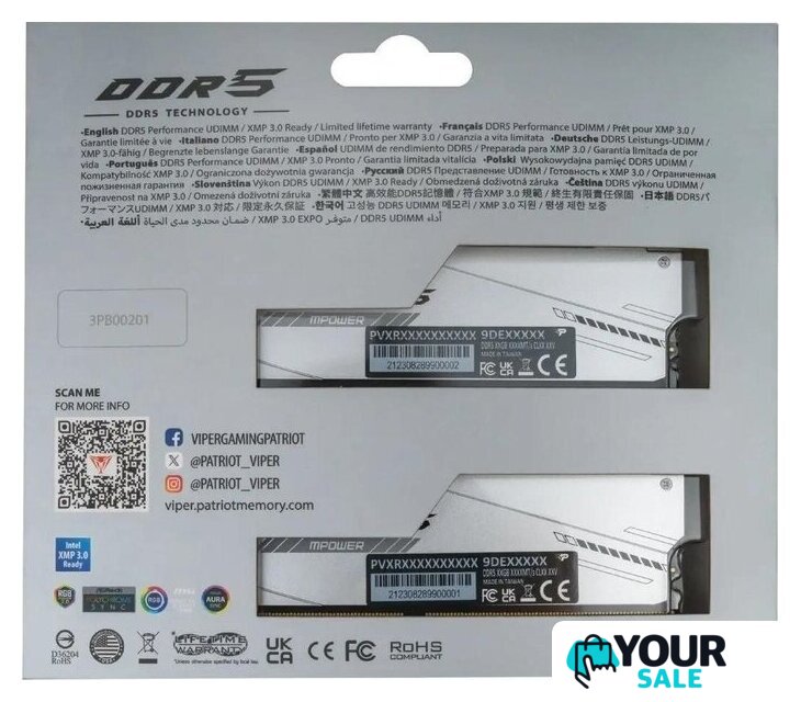 Оперативная память Patriot Viper Xtreme 5 2x16ГБ DDR5 6400 МГц PVXR532G64C32KM - Изображение №5 — Интернет-магазин Your Sale