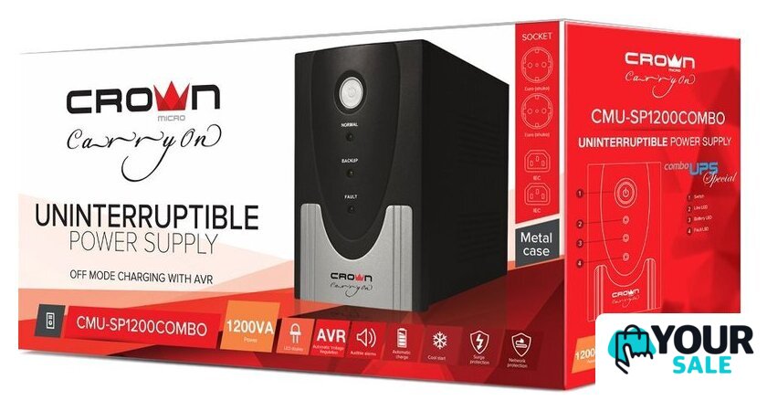 Источник бесперебойного питания CrownMicro CMU-SP1200 Combo - Изображение №4 — Интернет-магазин Your Sale