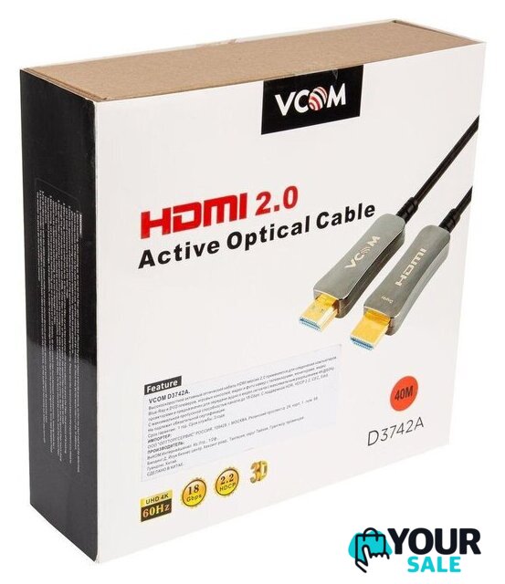 Кабель VCOM D3742A-40M HDMI - HDMI (40 м, черный) - Изображение №2 — Интернет-магазин Your Sale