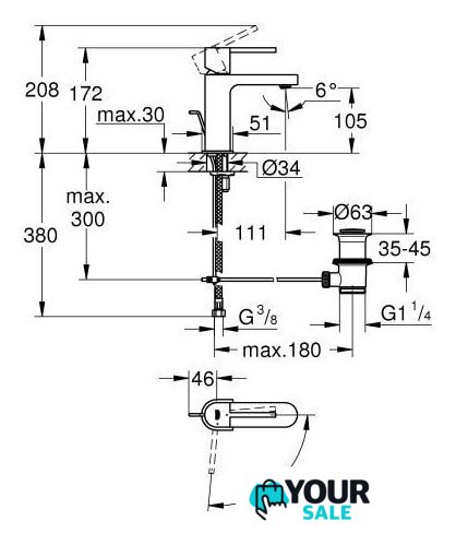 Смеситель Grohe Plus 23870003 - Изображение №2 — Интернет-магазин Your Sale