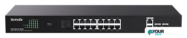 Неуправляемый коммутатор Tenda TEG1120P-16-250W - Изображение №1 — Интернет-магазин Your Sale
