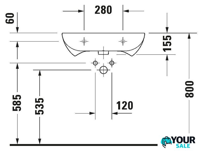 Умывальник Duravit Vital Seria D-Code 23126000002 - Изображение №5 — Интернет-магазин Your Sale