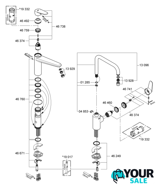 Смеситель Grohe Eurodisc Cosmopolitan 33770002 - Изображение №3 — Интернет-магазин Your Sale