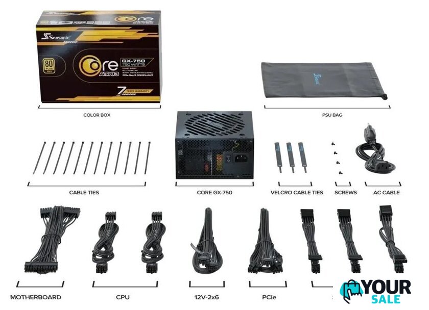 Блок питания Seasonic Core GX-750 ATX 3.1 2024 SRP-CGX751-A5A32SF - Изображение №9 — Интернет-магазин Your Sale