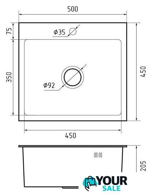 Кухонная мойка GranFest Metal нержавеющая сталь AISI 304 PVD GF-5045 Графит (с сифоном) - Изображение №4 — Интернет-магазин Your Sale