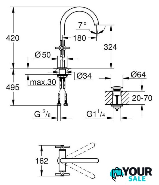 Смеситель Grohe Atrio 21044AL3 (темный графит, матовый) - Изображение №2 — Интернет-магазин Your Sale