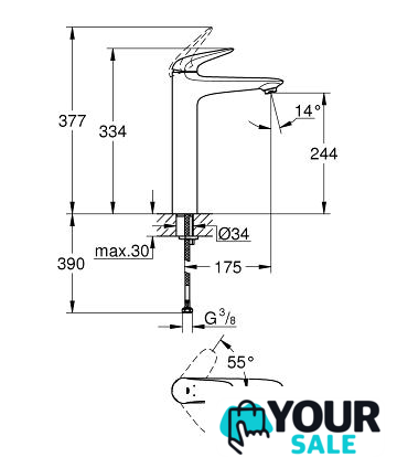 Смеситель Grohe Eurostyle [23719LS3] - Изображение №2 — Интернет-магазин Your Sale