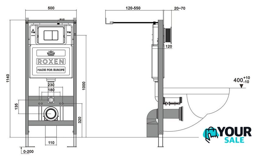 Унитаз подвесной Roxen Cube Bidet One Rimless 6 в 1 StounFix Dual Fresh 583046 (кнопка: черный матовый) - Изображение №17 — Интернет-магазин Your Sale