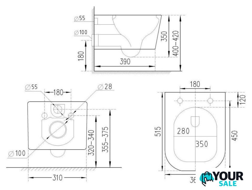 Унитаз подвесной Roxen Cube Bidet One Rimless 6 в 1 StounFix Dual Fresh 583046 (кнопка: черный матовый) - Изображение №18 — Интернет-магазин Your Sale