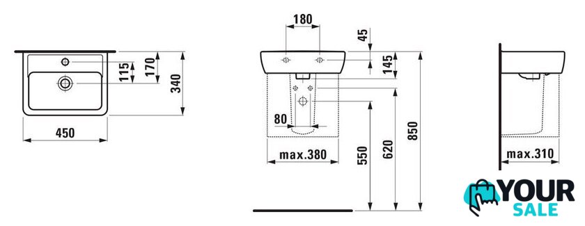 Умывальник Laufen Pro 45x34 [8119510001041] - Изображение №2 — Интернет-магазин Your Sale