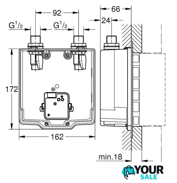 Скрытый механизм Grohe Eurosmart Cosmopolitan E 36339000 - Изображение №2 — Интернет-магазин Your Sale