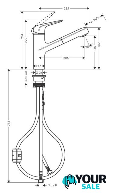 Смеситель Hansgrohe M427-H150 71814800 - Изображение №3 — Интернет-магазин Your Sale
