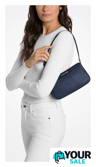 Женская сумка Michael Kors Jet Set Medium Saffiano Leather Pochette (Navy) - Изображение №4 — Интернет-магазин Your Sale