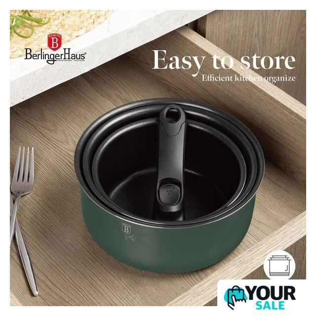 Набор кастрюль Berlinger Haus Matte Green Collection BH-8423 - Изображение №4 — Интернет-магазин Your Sale
