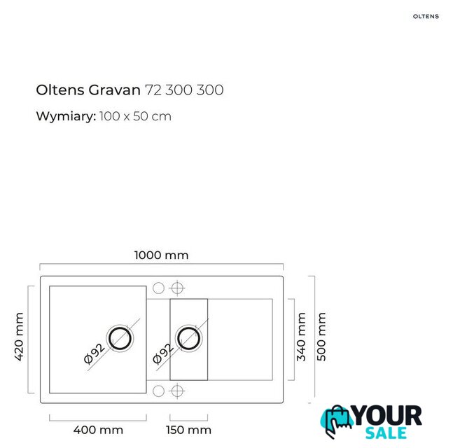 Кухонная мойка Oltens Gravan 72300300 - Изображение №2 — Интернет-магазин Your Sale