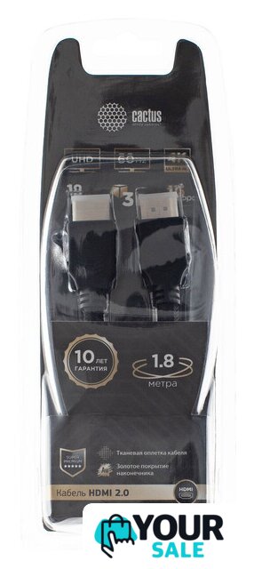 Кабель CACTUS HDMI - HDMI CS-HDMI.2-1.8 (1.8 м, черный) - Изображение №1 — Интернет-магазин Your Sale
