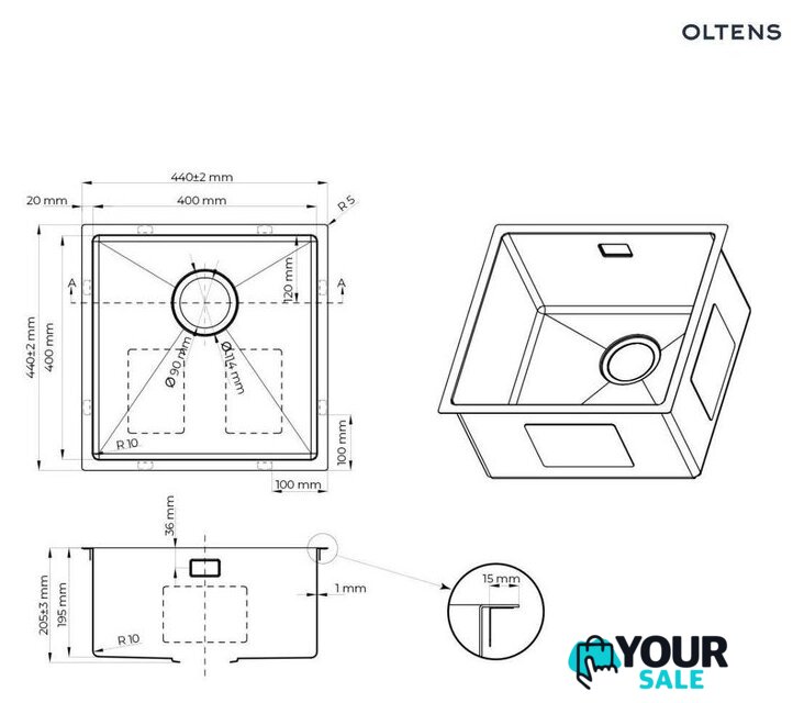Кухонная мойка Oltens Hydda 71103300 - Изображение №2 — Интернет-магазин Your Sale