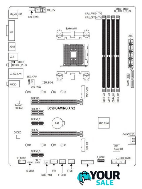 Материнская плата Gigabyte B550 Gaming X V2 (rev. 1.0/1.1/1.2) - Изображение №5 — Интернет-магазин Your Sale