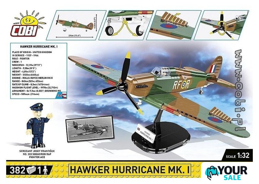 Конструктор Cobi World War II 5728 Hawker Hurricane Mk.I - Изображение №9 — Интернет-магазин Your Sale