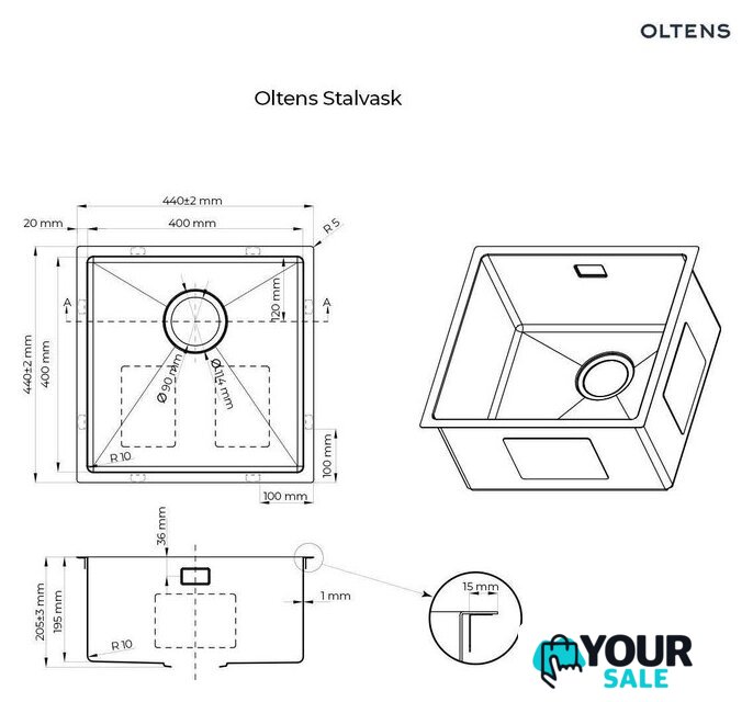 Кухонная мойка Oltens Stalvask 71100300 - Изображение №2 — Интернет-магазин Your Sale