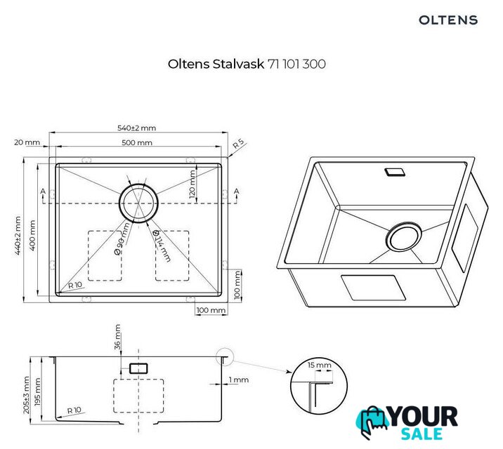 Кухонная мойка Oltens Stalvask 71101300 - Изображение №2 — Интернет-магазин Your Sale