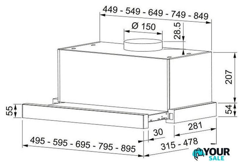 Кухонная вытяжка Franke Touch WH 50 315.0702.969 - Изображение №4 — Интернет-магазин Your Sale
