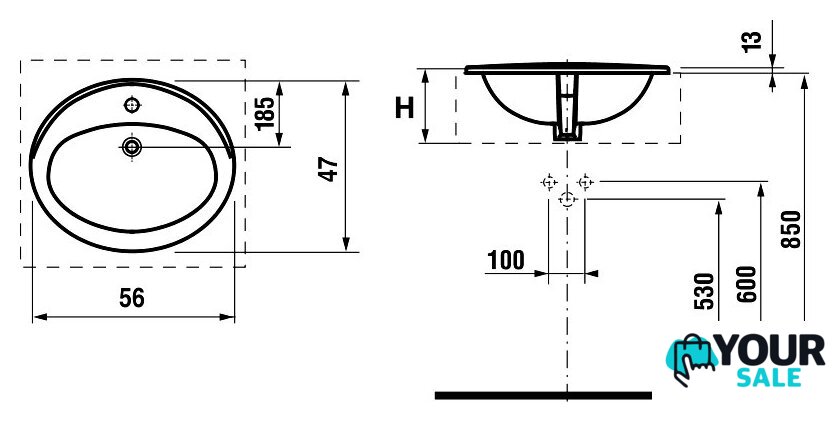 Умывальник Roca Adora 56x47 [327203000] - Изображение №2 — Интернет-магазин Your Sale