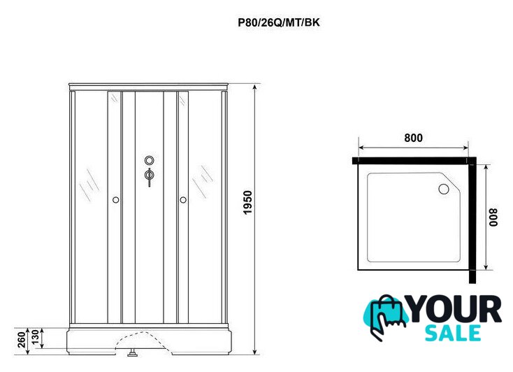 Душевая кабина Niagara Promo P80/26Q/MT/BK 80x80x195 - Изображение №5 — Интернет-магазин Your Sale