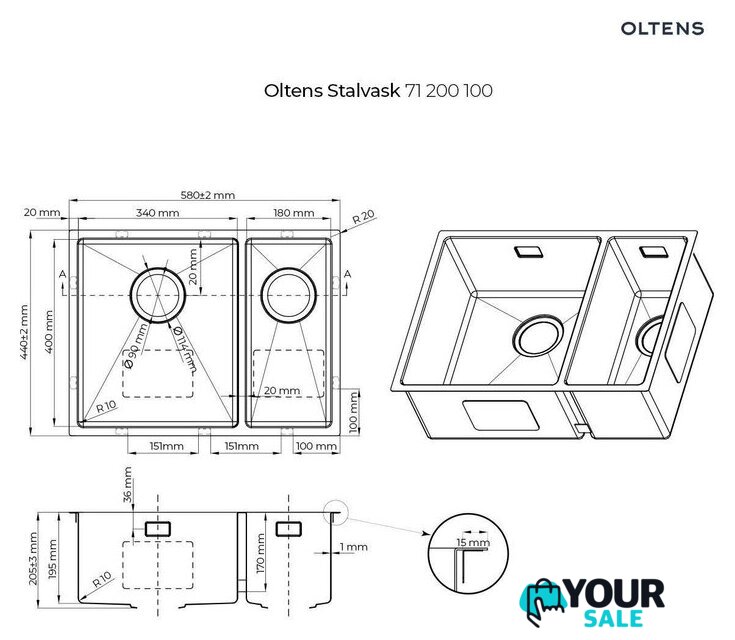 Кухонная мойка Oltens Stalvask 71200100 - Изображение №2 — Интернет-магазин Your Sale