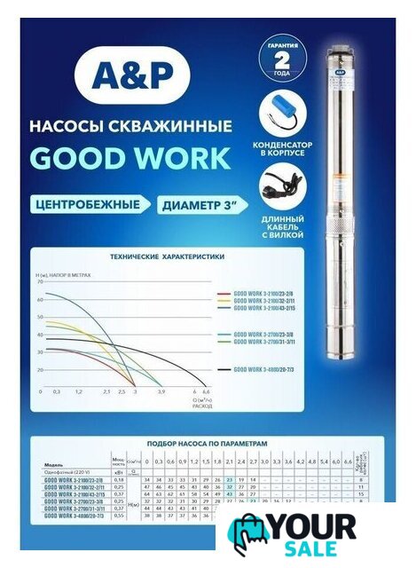 Скважинный насос A&P Good Work 3-4800/20-7/3 - Изображение №3 — Интернет-магазин Your Sale