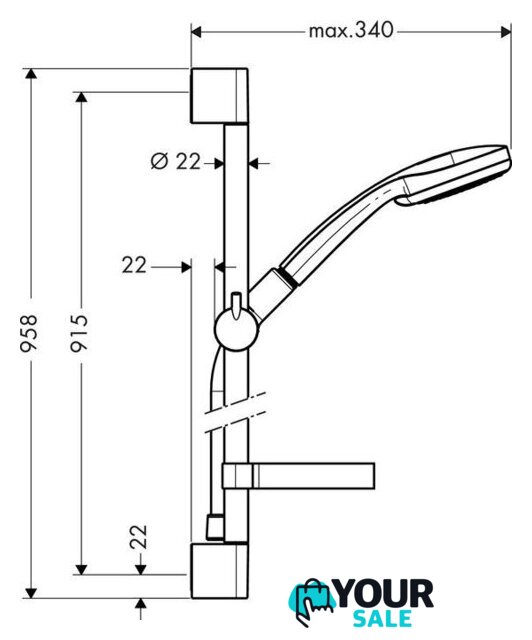 Душевой гарнитур  Hansgrohe Croma 100 Vario 27653000 - Изображение №6 — Интернет-магазин Your Sale
