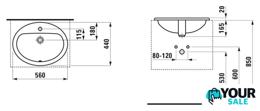 Умывальник Laufen Pro 56x44 [8139510001041] - Изображение №2 — Интернет-магазин Your Sale