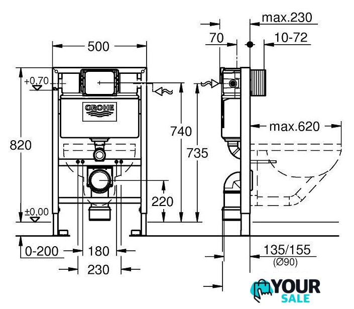 Инсталляция для унитаза Grohe Rapid SL 38948000 - Изображение №2 — Интернет-магазин Your Sale