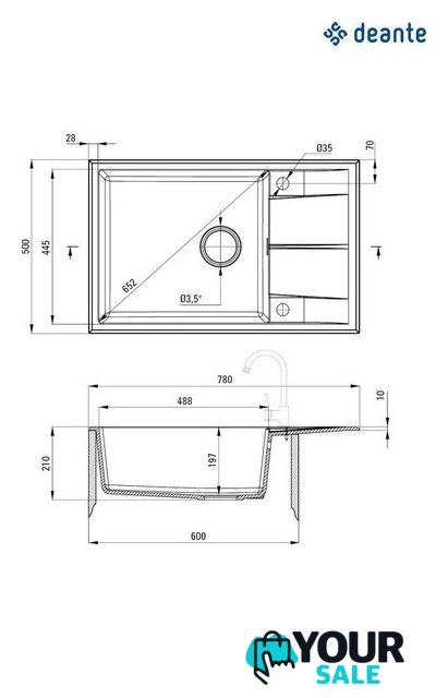 Кухонная мойка Deante ZQE_T11B - Изображение №2 — Интернет-магазин Your Sale