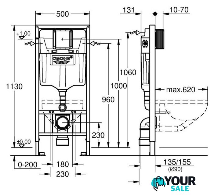 Инсталляция для унитаза Grohe Rapid SL 38897000 - Изображение №2 — Интернет-магазин Your Sale